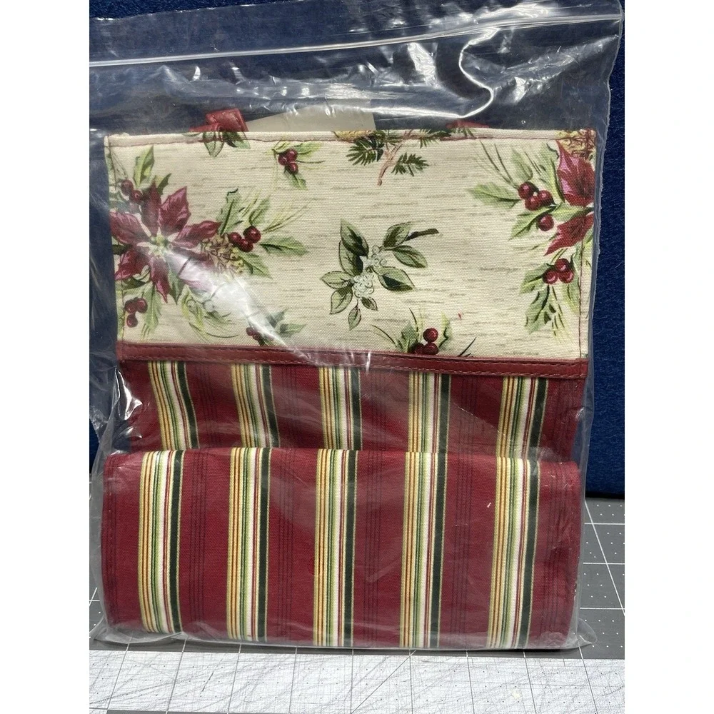Longaberger Fabric Holiday Gift Bag #23540‎ Holiday Stripe / Botanical